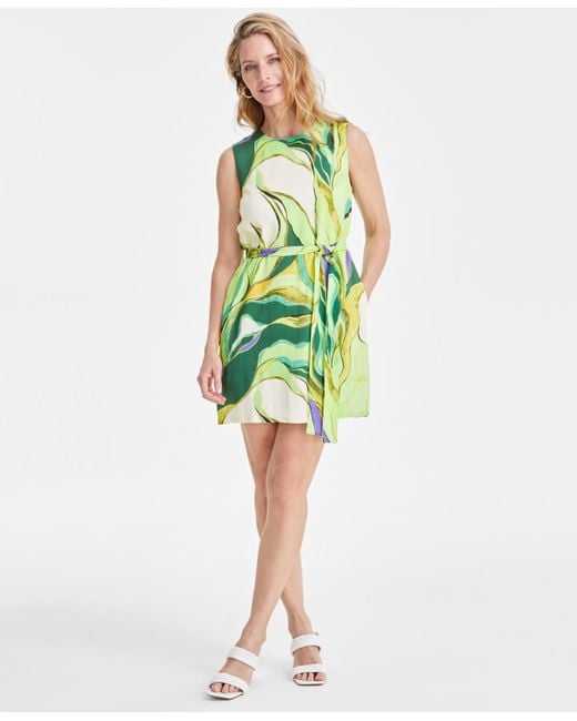 Sam Edelman Green Printed Palm Shift Dress