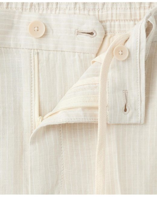 Mango White Linen Striped Pants for men