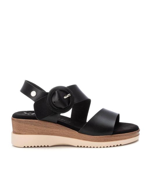Xti Black Wedge Sandals By