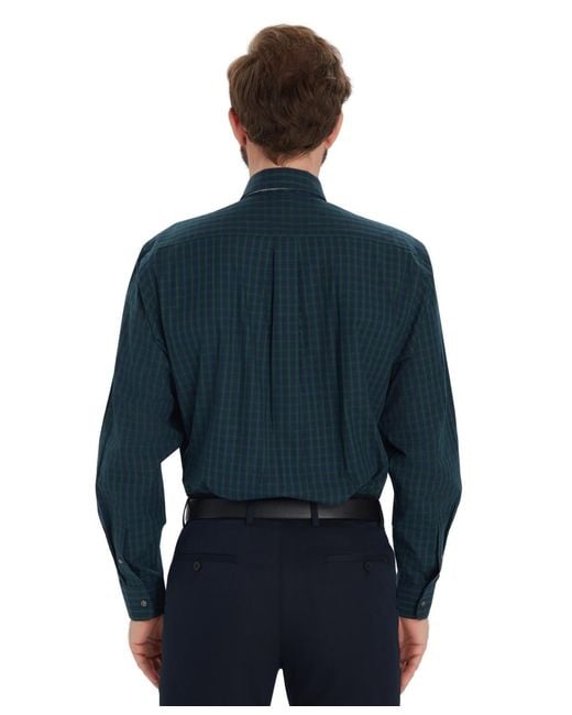 Club Room Blue Mini Blackwatch Regular-fit Dress Shirt for men