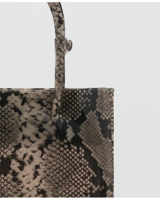 Mango Black Animal Print Double Handle Handbag