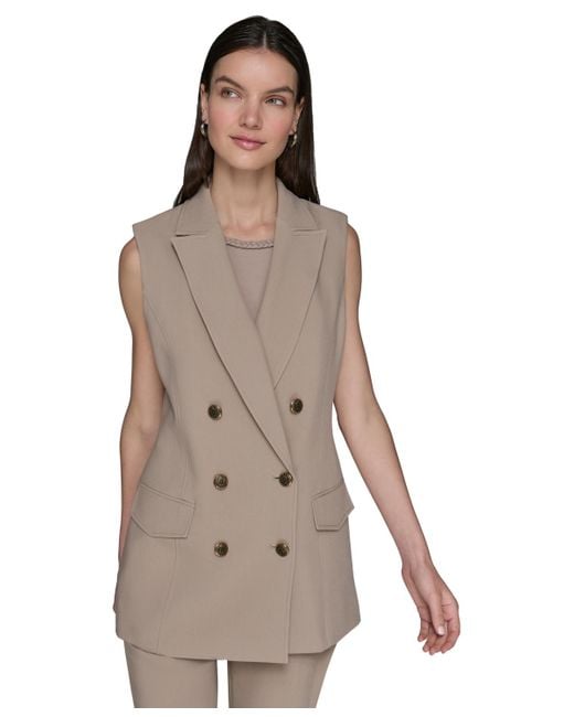 Karl Lagerfeld Brown Double-breasted Vest