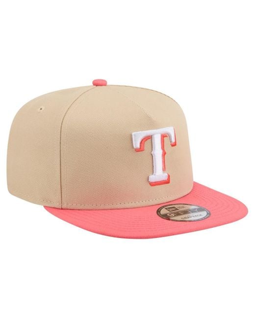 KTZ Pink Light Beige/coral Texas Rangers Color Pack A-frame 9fifty Snapback Hat for men