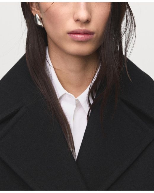 Mango Black Double-breasted Wool Blend Coat