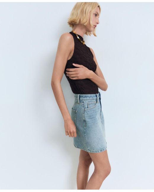 Mango Blue Denim Short Skirt