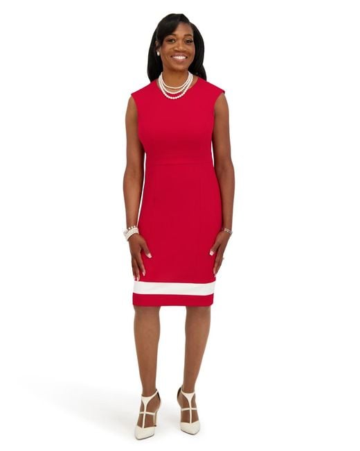 kasper red sheath dress Kasper Womens Knit Flutter Sleeves Sheath Dress Red M