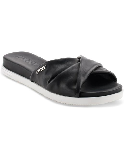 DKNY Black Jezebel Twisted Slide Sandals