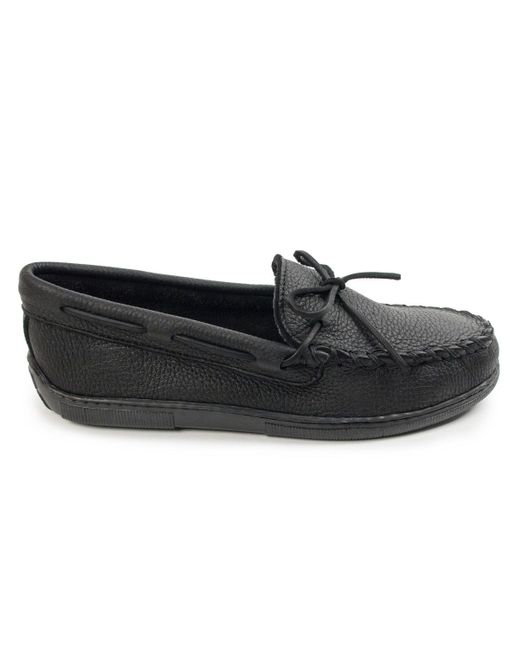 Minnetonka Black Moosehide Classic Loafers for men