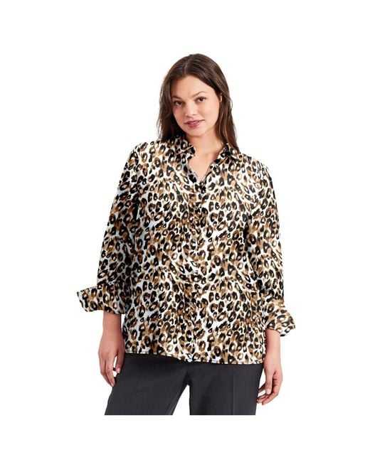 Avenue Black Plus Size Button Front Blouse