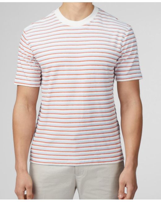 Ben Sherman White Loopback Stripe Short Sleeve T-shirt for men