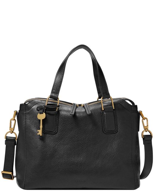Fossil Jacqueline Leather Satchel in Black - Lyst