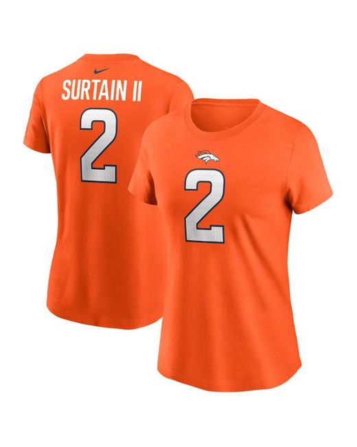 Nike Orange Patrick Surtain Ii Denver Broncos Player Name Number T-shirt