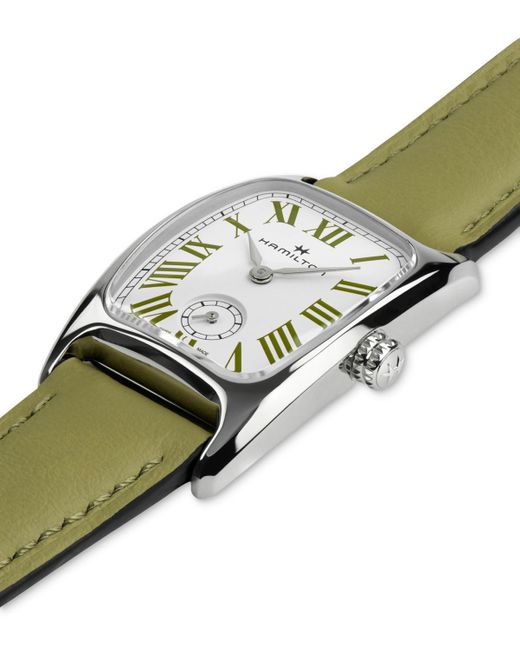Hamilton Green Swiss American Classic Small Second Leather Strap Watch 24x27mm