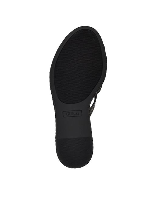 Guess Black Eveh Knotted Jute Wrapped Platform Wedge Sandals