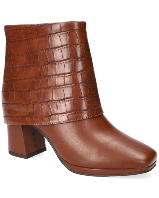 Easy Street Brown Sutton Square Toe Ankle Boots