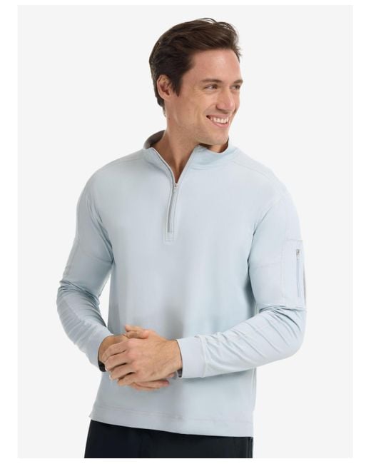 BloqUV Men's Blue Upf 50+ Sun Protective Mock Zip Top