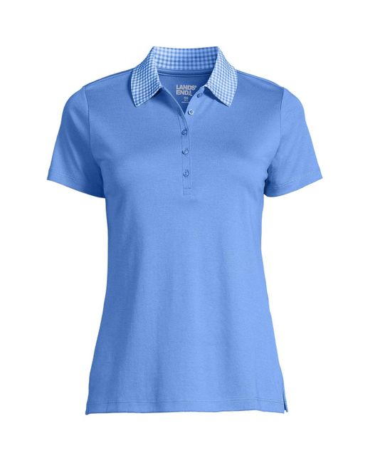Lands' End Tall Supima Cotton Short Sleeve Polo Shirt in Blue | Lyst