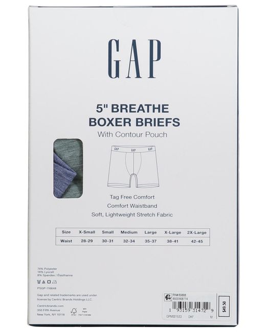 Gap Green 3-pk. Stretch Contour-pouch 5" Boxer Briefs for men