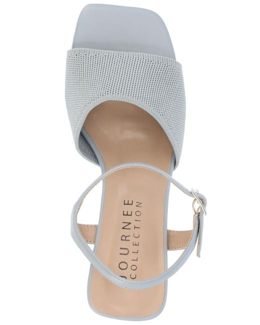 Journee Collection Metallic Evylinn Knit Block Heel Dress Sandals