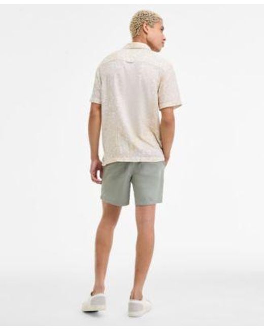 Sun & Stone White Sun Stone Camp Mays Regular Fit Printed Button Down Shirt Peter Regular Fit 6 Cotton Field Shorts Macys Exclusive for men