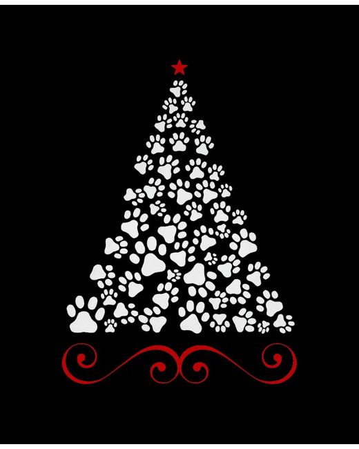 LA Pop Art Black Paw Christmas Tree Word Art Crewneck Sweatshirt for men