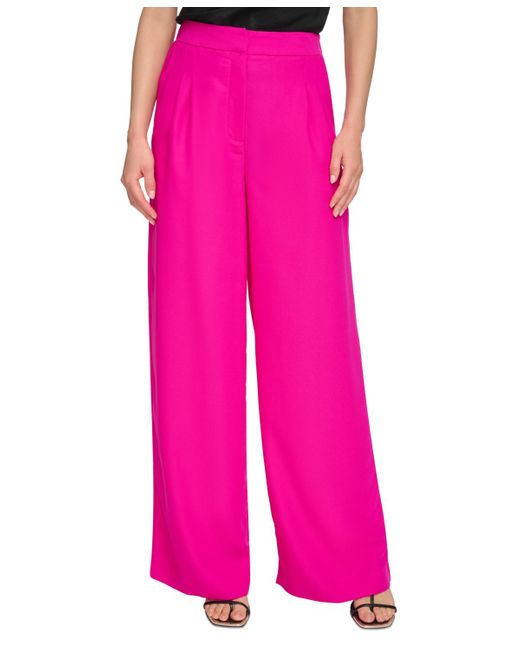DKNY High-rise Wide-leg Satin Pants in Pink | Lyst