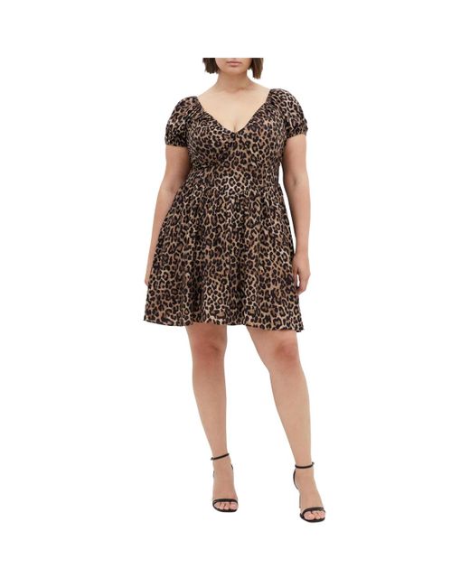 City Chic Brown Plus Size Shae Print Dress
