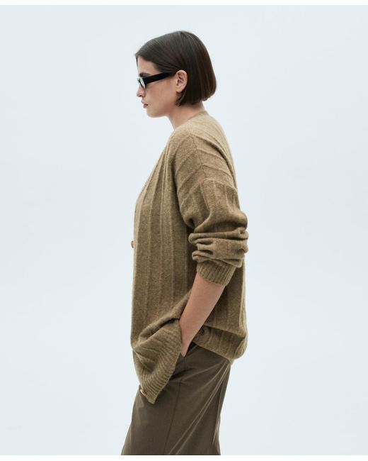 Mango Natural Buttoned Long Cardigan