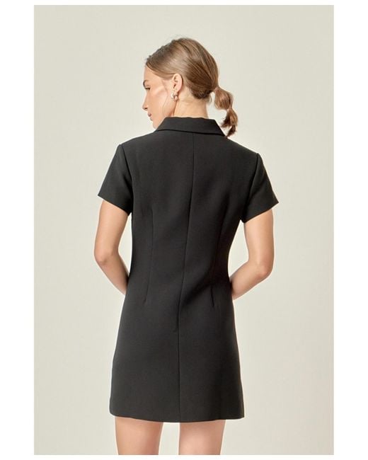 English Factory Women's Black Velvet Button Collar Mini Dress -  www.disolcolor.com