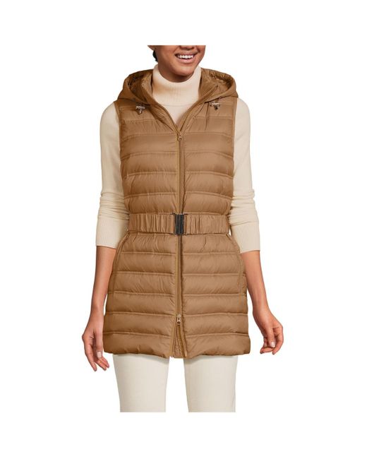 Lands' End Brown Wanderweight Belted Packable Down Vest