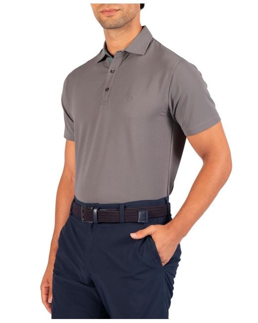 Tailorbyrd Gray Micro Grid Performance Polo for men