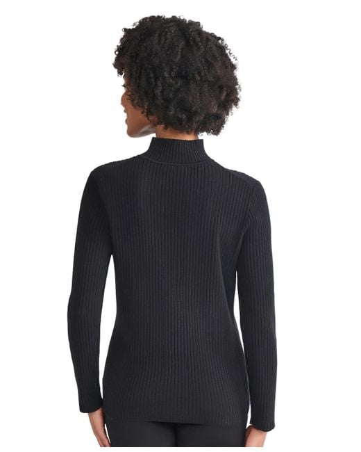 Jones New York Blue Sutton Ribbed Mock-neck Long-sleeve Sweater