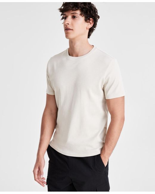 INC International Concepts White Regular-fit Solid Crewneck T-shirt for men