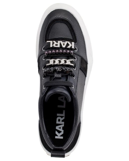 Karl Lagerfeld White Gretel Slip-on Lace-up Embellished Sneakers