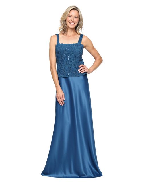 sachin and babi light blue dress Alex Evenings Women's Blue 3/4-sleeve Scalloped Jacket & Gown