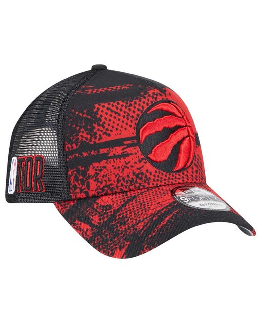 KTZ Black/red Toronto Raptors Tip Off A-frame Trucker 9forty Adjustable Hat for men