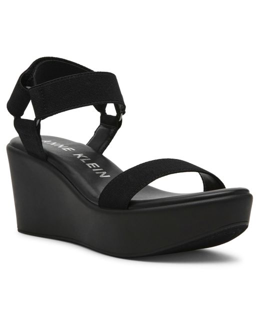 Anne Klein Black Phi Wedge Sandals