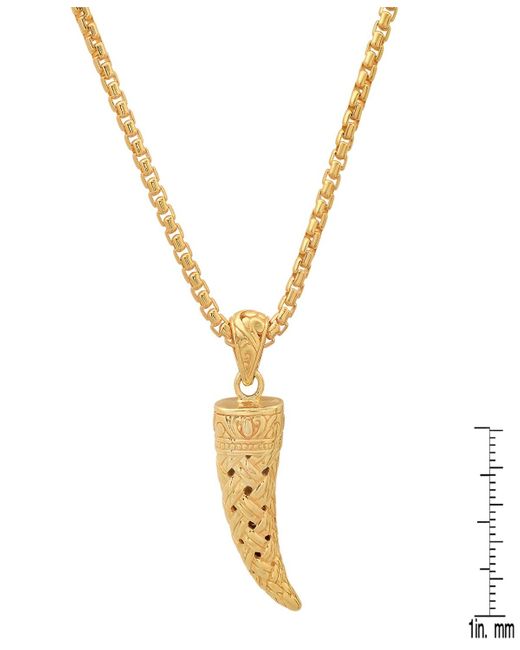 Steeltime Metallic 14k Plated Horn Pendant Necklace for men