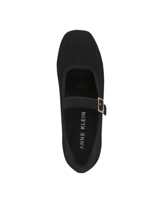 Anne Klein Black Mabel Knit Mary Jane Flats