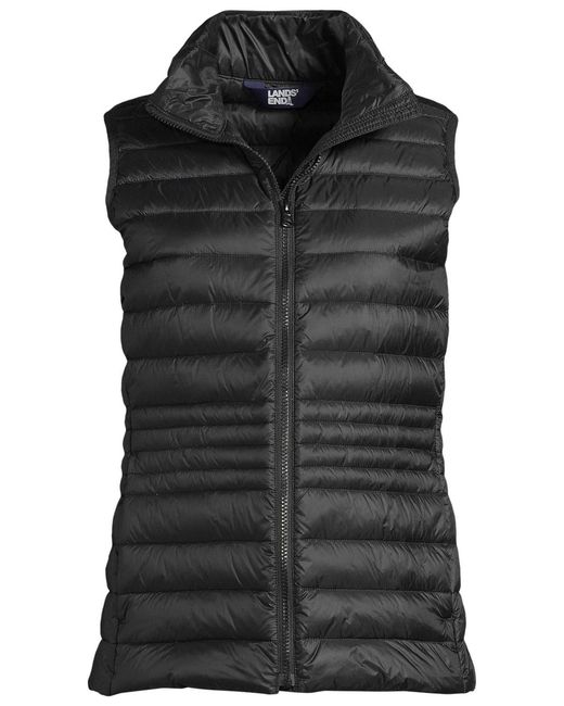 Lands' End Black Plus Size Wanderweight Packable Down Vest