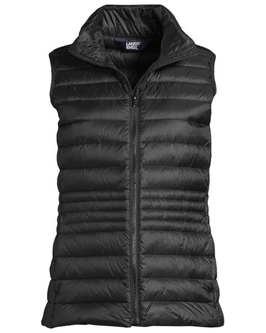 Lands' End Black Petite Wanderweight Packable Down Vest
