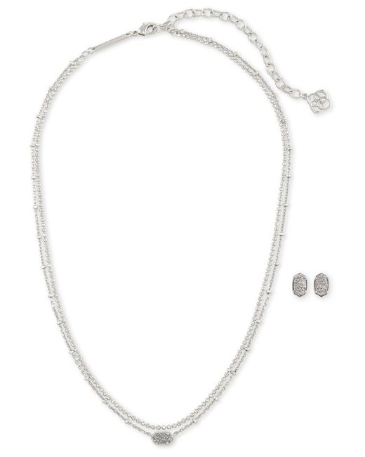 Kendra Scott Metallic Drusy Stone Double-strand Necklace & Stud Earrings Set