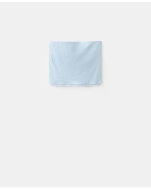 Mango Blue Ruffles Strapless Top