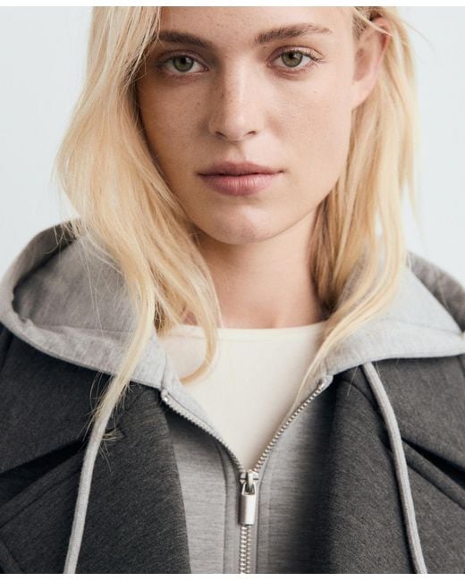 Mango Black Combined Hooded Jacket