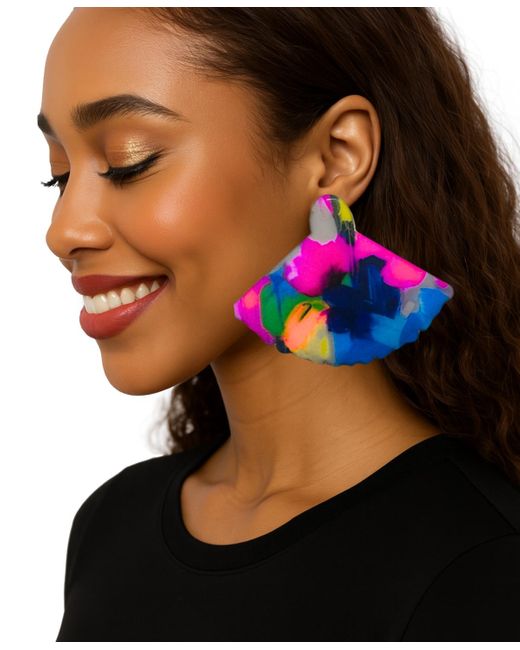 Swanky Designs Blue Liora Fan Stud Earrings