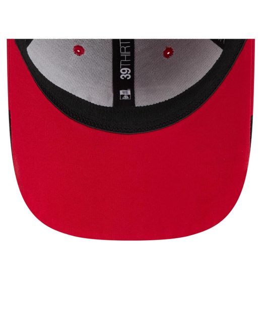 KTZ Red San Francisco 49ers Game Day Linear 39thirty Flex Hat for men