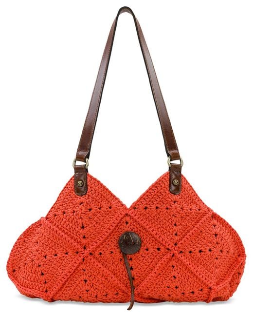Patricia Nash Red Marti Diamond Crochet Shoulder Bag
