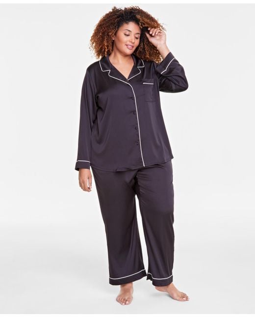 INC International Concepts Red Plus Size Satin Pajama Set