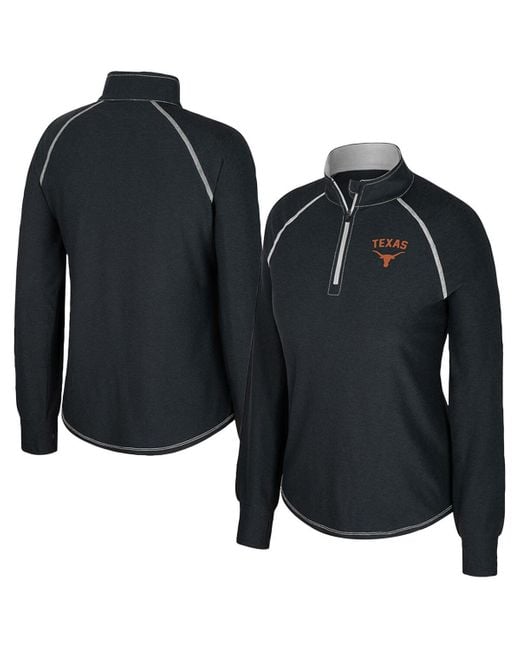 Colosseum Athletics Black Texas Longhorns Bikram Raglan Quarter-zip Sweatshirt