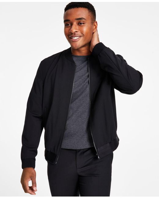 HUGO Extraslim Fit Bomber Jacket in Blue for Men Lyst